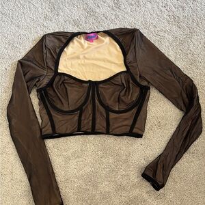 Edikted Sheer Lined Black Crop Top Bustier